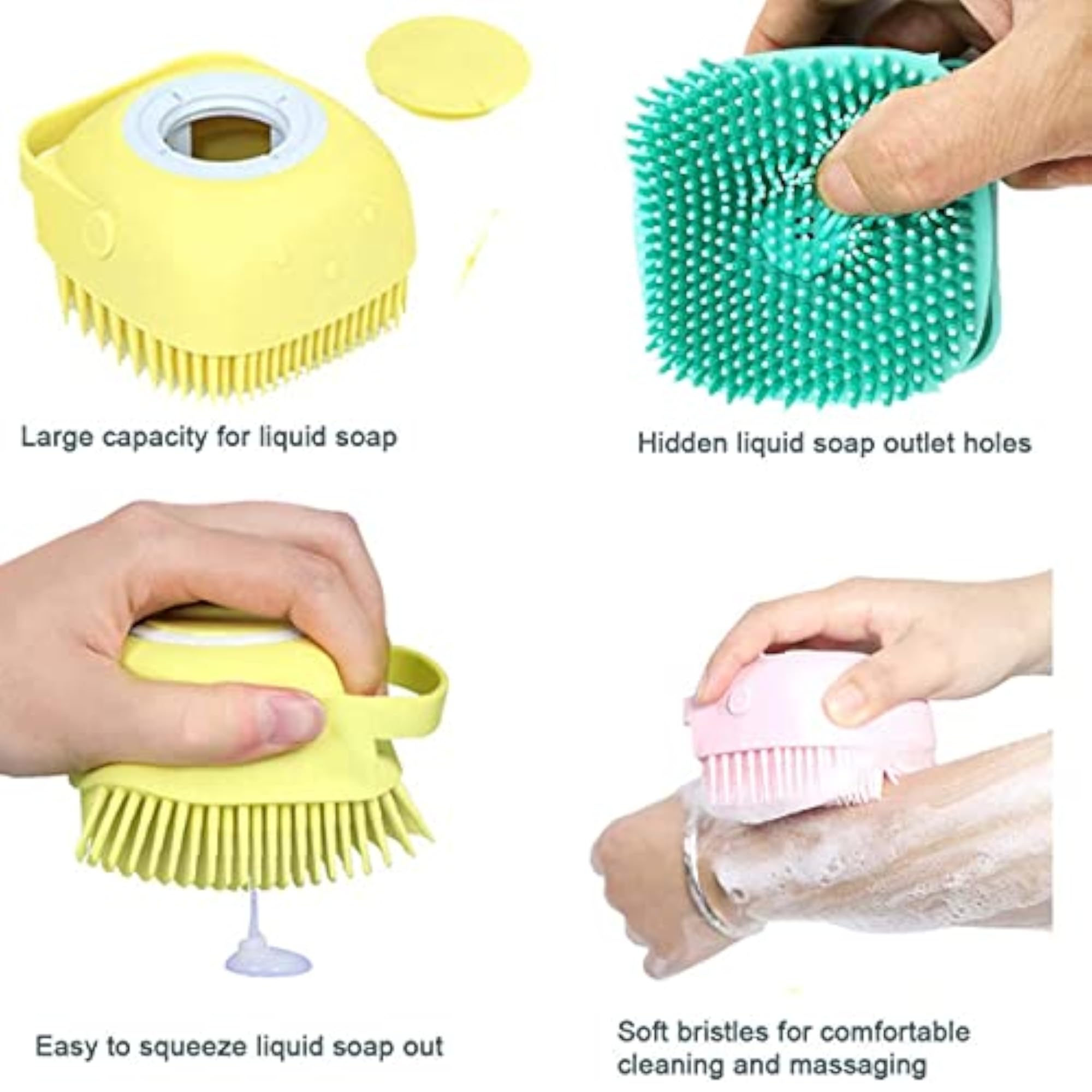 Silicone Bath Brush with Shower Gel Dispenser, Mud Remover